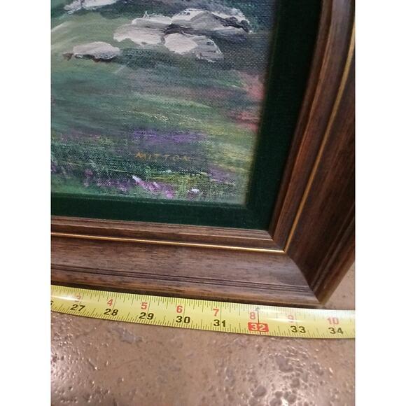 1940s Mountain Meadow Landscape Painting Original by Mitton Large Nature For Sale - Image 11 of 16