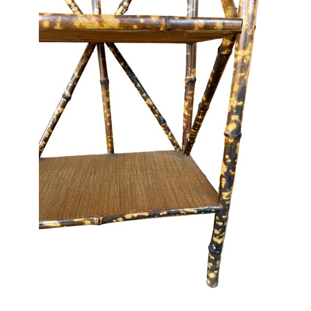 Wood Antique English Bamboo & Rattan Shelf With Moveable Panel For Sale - Image 7 of 11