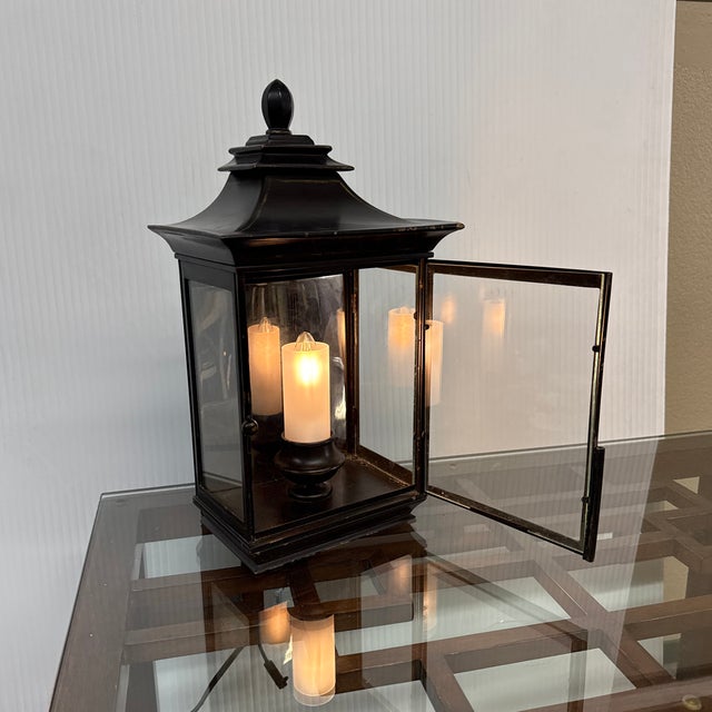 Metal Pagoda Burnished Small Metal Wall Sconce For Sale - Image 7 of 12
