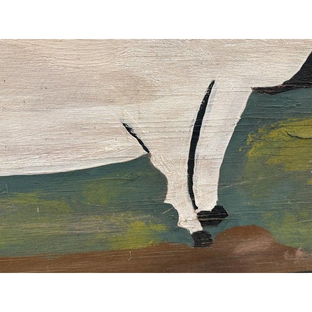 Folk Art Late 20th Century Folky Pig Painting on Board For Sale - Image 3 of 6