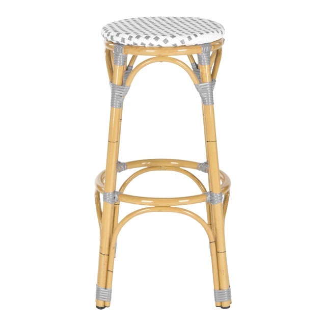 Rattan Indoor & Outdoor Stool in Grey & White For Sale
