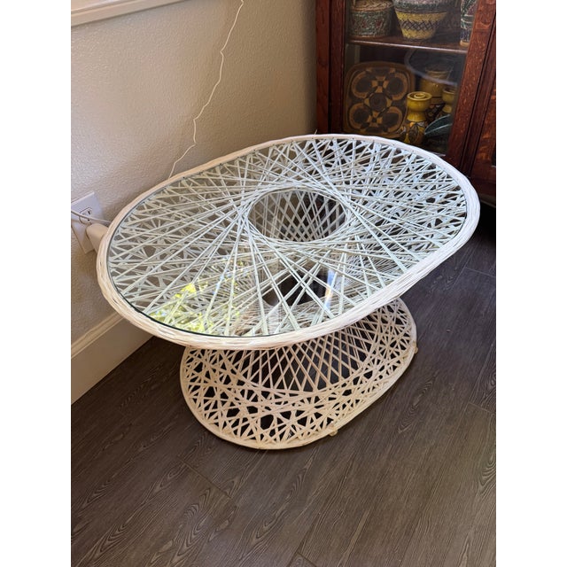 Russell Woodard Mid Century Russell Woodard Vintage Oval Hourglass Coffee Table For Sale - Image 4 of 12