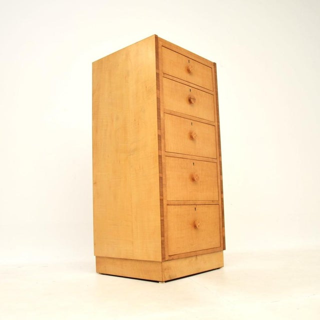 Mid-Century Modern Art Deco Sycamore Chest of Drawers attributed to Hille, 1920s For Sale - Image 3 of 11