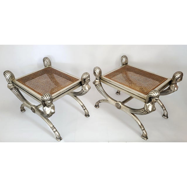 French Benches With Upholstered Cushions Pair For Sale - Image 3 of 18