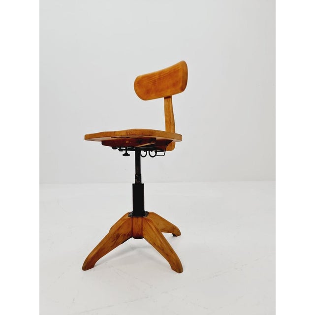 Bauhaus Swivel Office Chair in Wood by Stoll, 1930s For Sale - Image 10 of 11