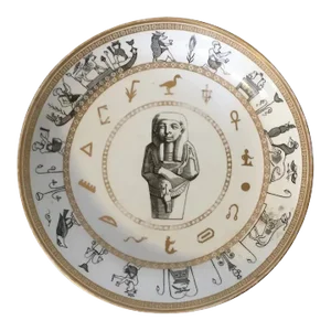 Antique Early 19th Century French Empire Porcelain Plate Decorated with Egyptian Pharaoh & Hieroglyphs
