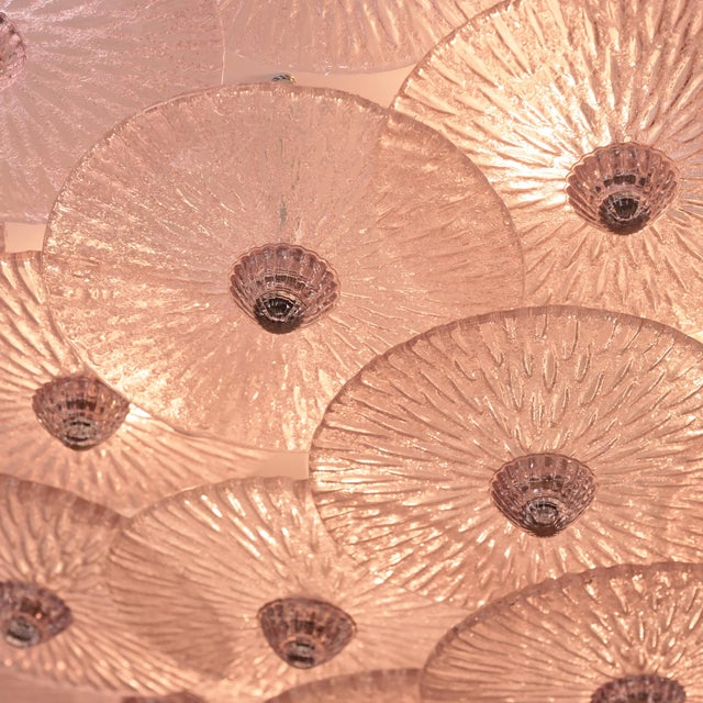 Pink Pink Venetian Glass Flush Mount by Carlo Nason, Murano, Italy For Sale - Image 8 of 9