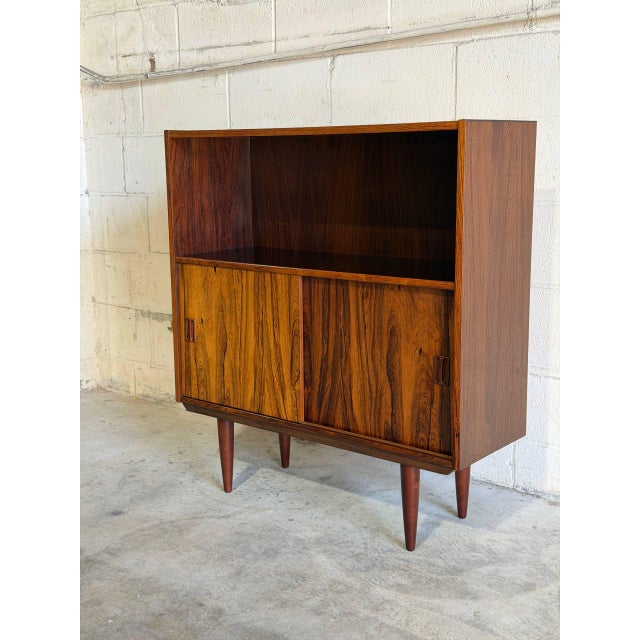 Mid-Century Modern Rosewood Bookcase With Sliding Doors Denmark 1960s For Sale - Image 3 of 9
