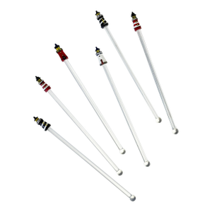 Vintage Nautical Lighthouse Motif Blown Glass Swizzle Sticks, Set of 6