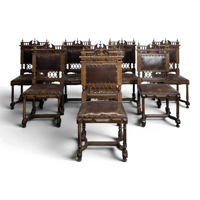Renaissance Chairs in Solid Walnut, Set of 8 For Sale - Image 15 of 15