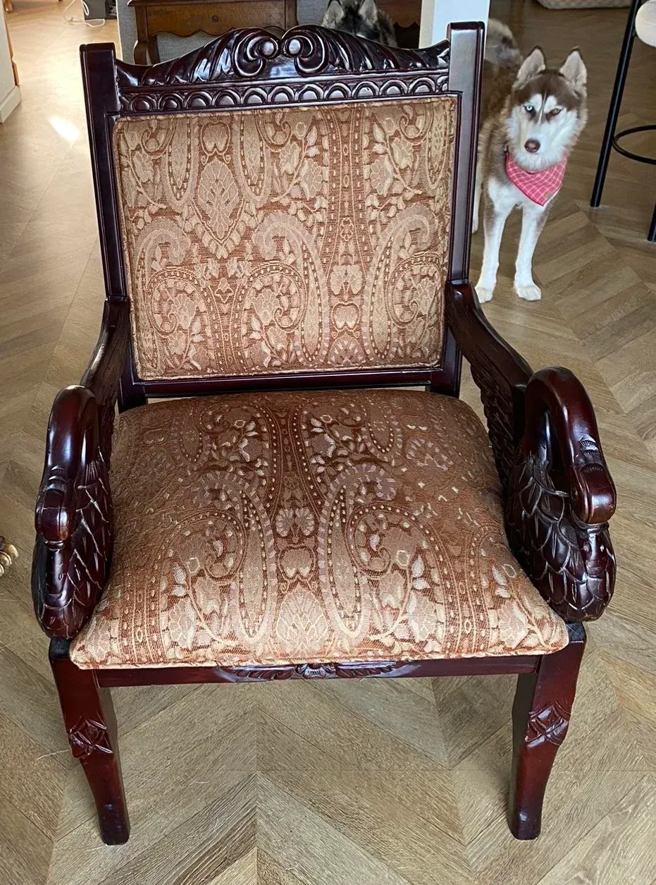 1940's Carved Wooden Swan Chair | Chairish