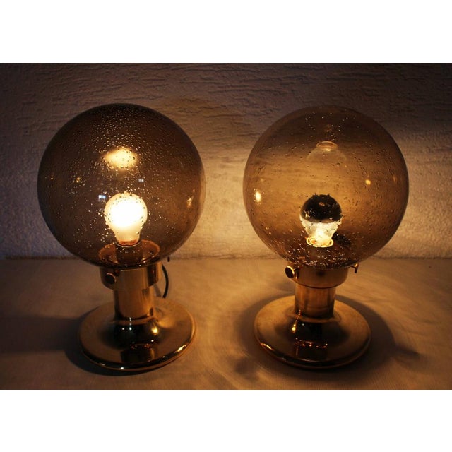 Smoked Glass Space Lamps, 1970s, Set of 2 For Sale - Image 6 of 17