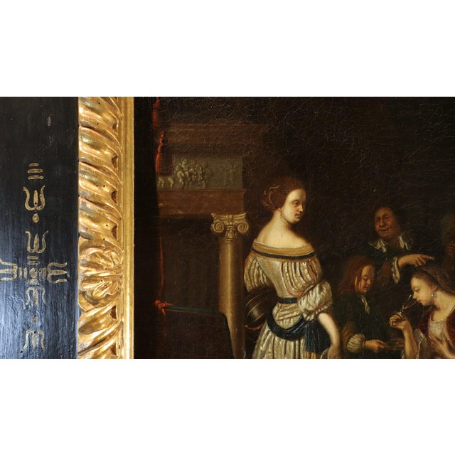 After Frans Van Mieris Il Vecchio, Company in an Interior, 1700, Oil on Canvas, Framed For Sale - Image 4 of 15