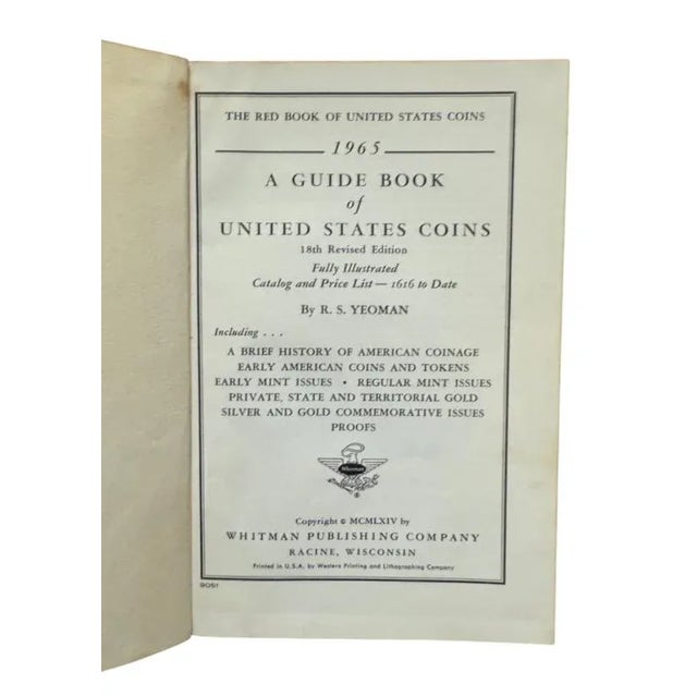 Mid-Century Modern Vintage 1965 18th Edition Rs Yeoman Red Book a Guidebook of United States Coins For Sale - Image 3 of 3