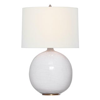 Thomas O'Brien by Visual Comfort Signature Sao Paulo 29" Table Lamp in Crackled Ivory with Linen Shade For Sale