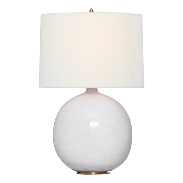 Thomas O'Brien by Visual Comfort Signature Sao Paulo 29" Table Lamp in Crackled Ivory with Linen Shade For Sale
