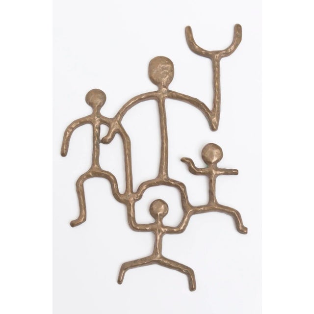 Bronze Vintage Higgins Hand Hammered Bronze Stick Figure Small Wall Sculpture Signed For Sale - Image 8 of 8