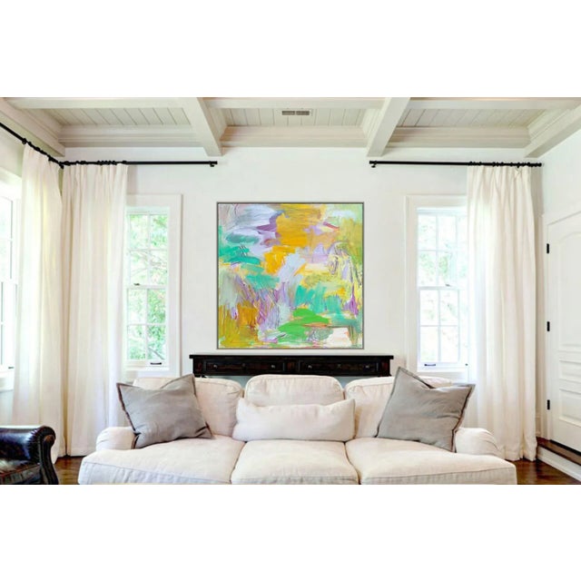Yellow "Garden Escape" by Trixie Pitts Large Abstract Expressionist Oil Painting For Sale - Image 8 of 13