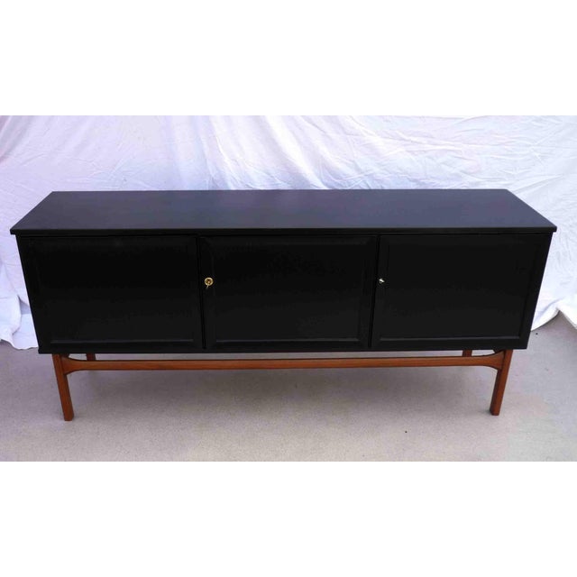 Black Black Sideboard with 3 Doors and 3 Drawers, 1980s For Sale - Image 8 of 11
