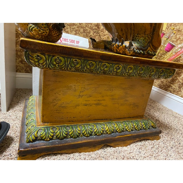 20th Century Large Pair of Chinese Guardian Lion “Foo Dogs” With Decorative Pedestal Base For Sale - Image 4 of 4