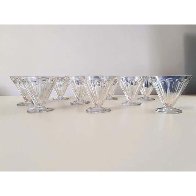 Vintage Crystal Wine Glasses with Rex Pattern from Baccarat, 1920s, Set of 9 For Sale - Image 10 of 10