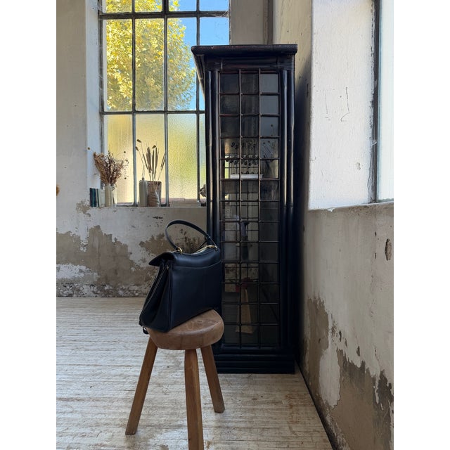 Black Antique Black Bamboo Glass-Fronted Bookcase, 1900s For Sale - Image 8 of 18