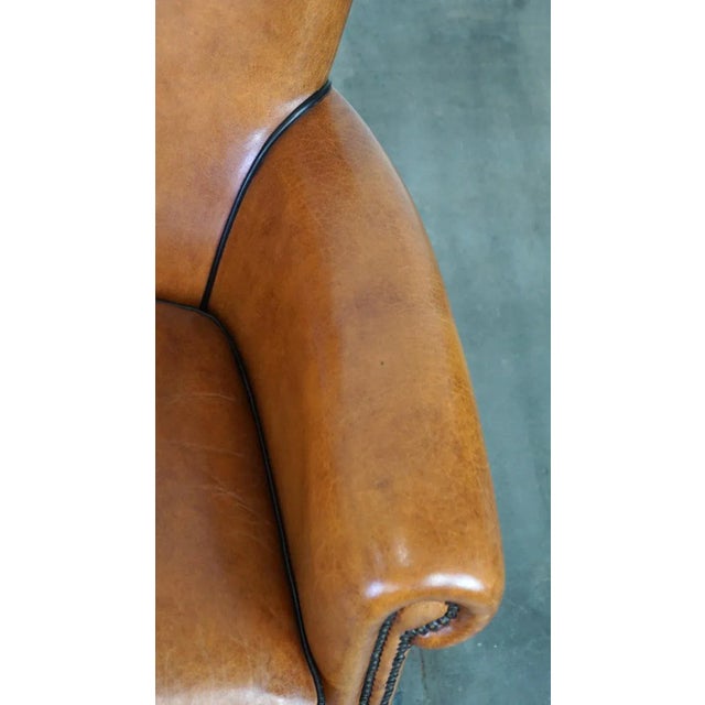 Brown Sheepskin Leather Armchair For Sale - Image 8 of 11