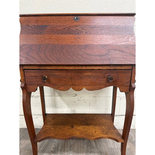 Antique French Louis XVI Style Secretary Desk Drop Front Desk For Sale - Image 9 of 11