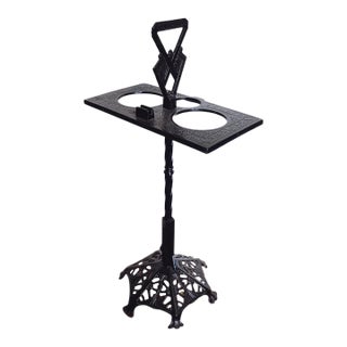 Art Deco Smoking Stand, Antique Painted Cast Iron Plant Stand, Vintage Ashtray Pedestal For Sale