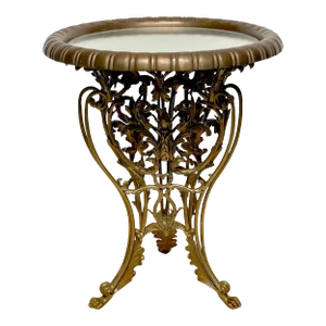 Late 19th Century Diminutive Louis XVI Style Bronze Mirror Topped Gueridon or Plateau