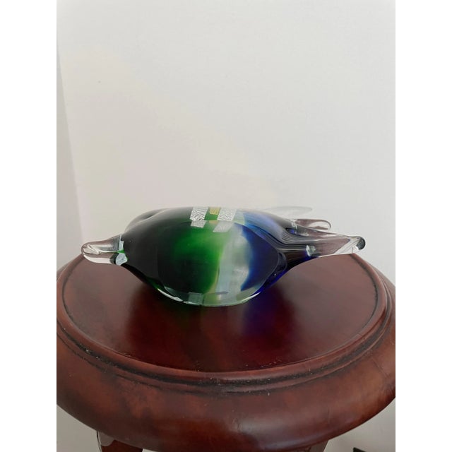Late 20th Century VTG Hand Blown Murano Style Glass Large Colorful Striped Fish Figurine Sculpture For Sale - Image 5 of 8
