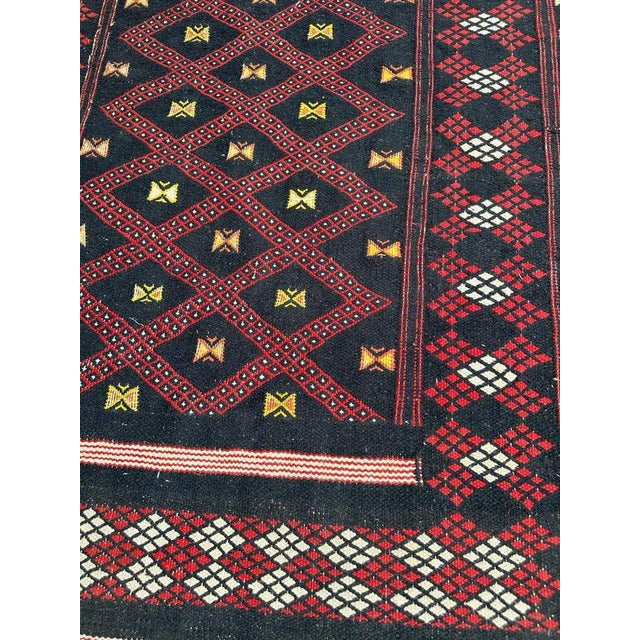 Black Vintage Moroccan Berber Tribal Kilim, 1950s For Sale - Image 8 of 18