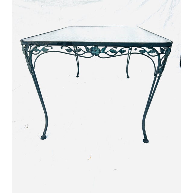 1960s Vintage Chantilly Rose Wrought Iron Patio Table by Russell Woodard, Attributed For Sale - Image 5 of 6