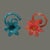 Tangerine Vintage Italy Pair Blue & Red Art Glass Ruffled Flower Top Spiral Base Bud Vases For Sale - Image 8 of 9