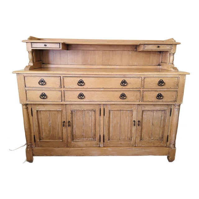 Rustic European Bausman & Co. Bench-Made Buffet W/Removable Top Shelf For Sale