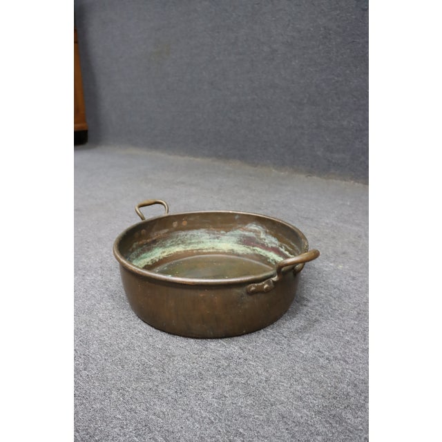 Antique French Copper Jam Pan With Riveted Brass Handles For Sale - Image 4 of 10