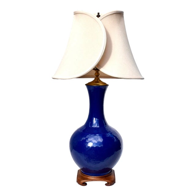 Antique Chinese Porcelain Bottle Shape Cobalt Blue Table Lamp For Sale