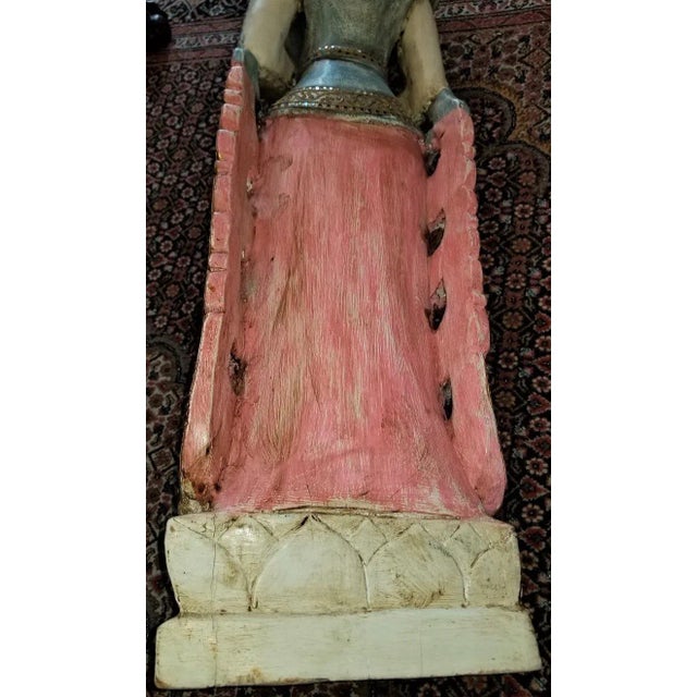 Early 20th Century Thai Goddess Polychrome Statue For Sale In Dallas - Image 6 of 12