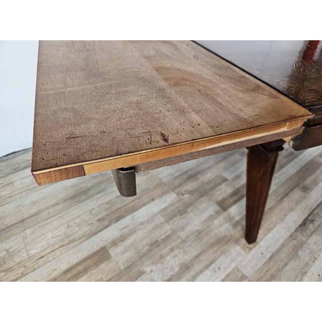 Art Deco Style Geometric Oak Table with Side Extensions, 1950 For Sale - Image 13 of 18