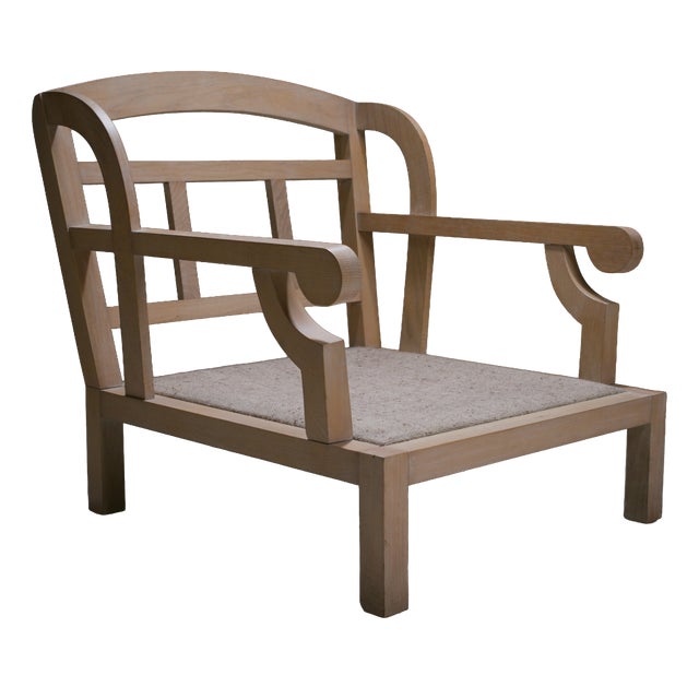 Vintage Georges V Cerused Oak Lounge Chair by Christian Liaigre, 1980s For Sale