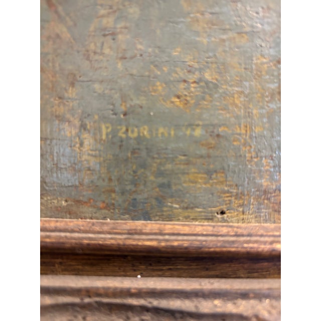 Portraiture Oil on Board Original Portrait, Signed and Dated P. Zurini, 1948 For Sale - Image 3 of 15