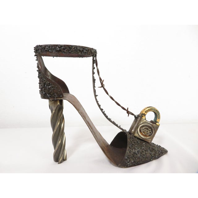 Steampunk "Steel Toe Stilettos" by Micki Voorhies ~ Recycled Metal Art Sculpture For Sale - Image 9 of 15