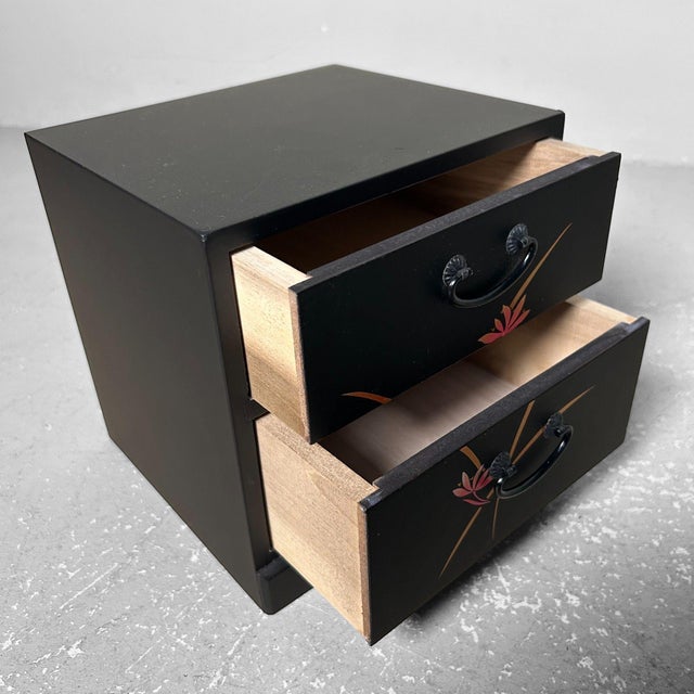 Wood Lacquered Drawer Chest with Floral Pattern, Japan, 1980s For Sale - Image 7 of 11