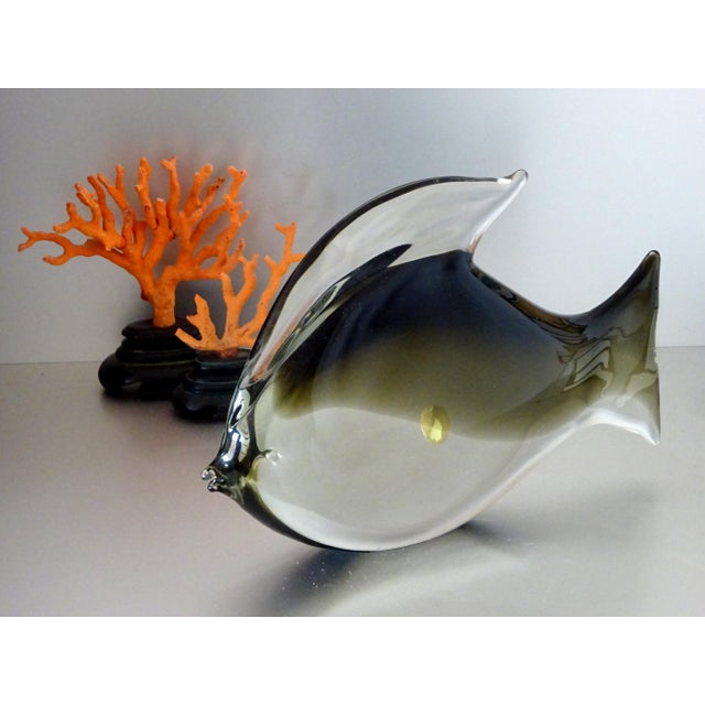 A grey Murano glass fish from the 1960s, Nasson style. Perfect condition, with Murano label.