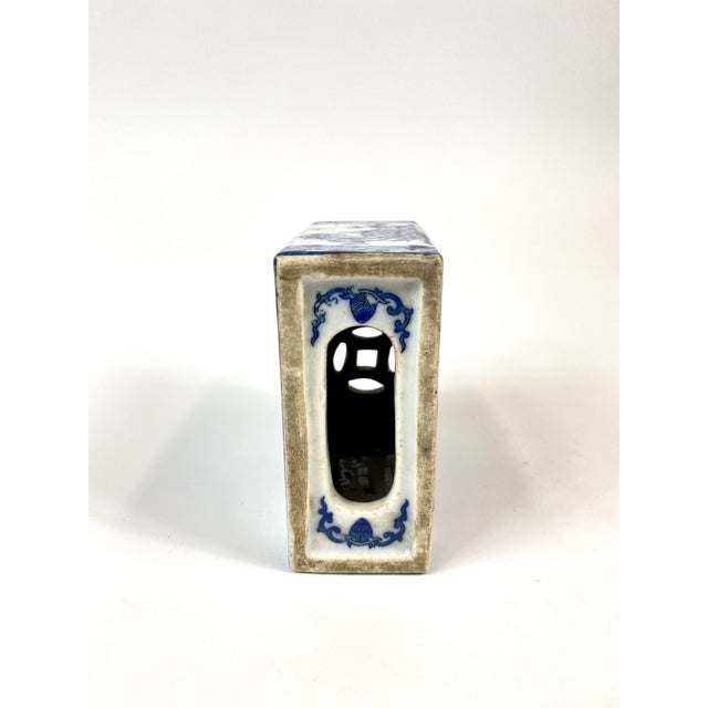 Mid 20th Century Chinese Blue and White Porcelain Pillow For Sale - Image 4 of 8