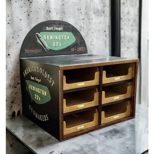 A Shop display counter top cabinet, hand painted Remington decoration. Large in size, with pull out drawers. Sizes :- 68...