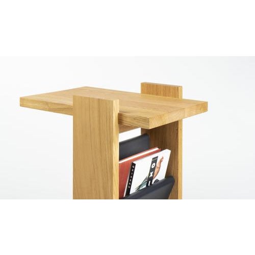 Kangaroo Side Table with Natural Ash Wood and Black Leather by Antonio De Marco For Sale - Image 4 of 15