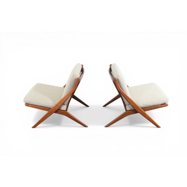 Wood Mid 20th Century Pair of Folke Ohlsson Scissor Chairs in Teak for Dux For Sale - Image 7 of 12