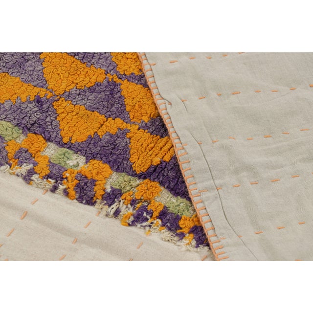 Textile Vintage Turkish Rug With Purple and Orange Geometric Patterns | Rug & Kilim For Sale - Image 7 of 7