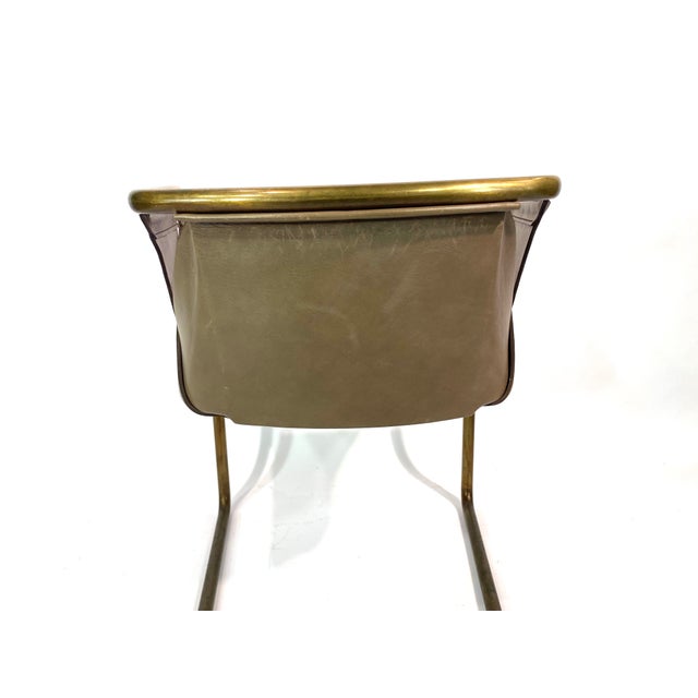 Metal Brass Leather Strip Chair by Massimo Castagna for Henge, 1990s, Set of 3 For Sale - Image 7 of 18